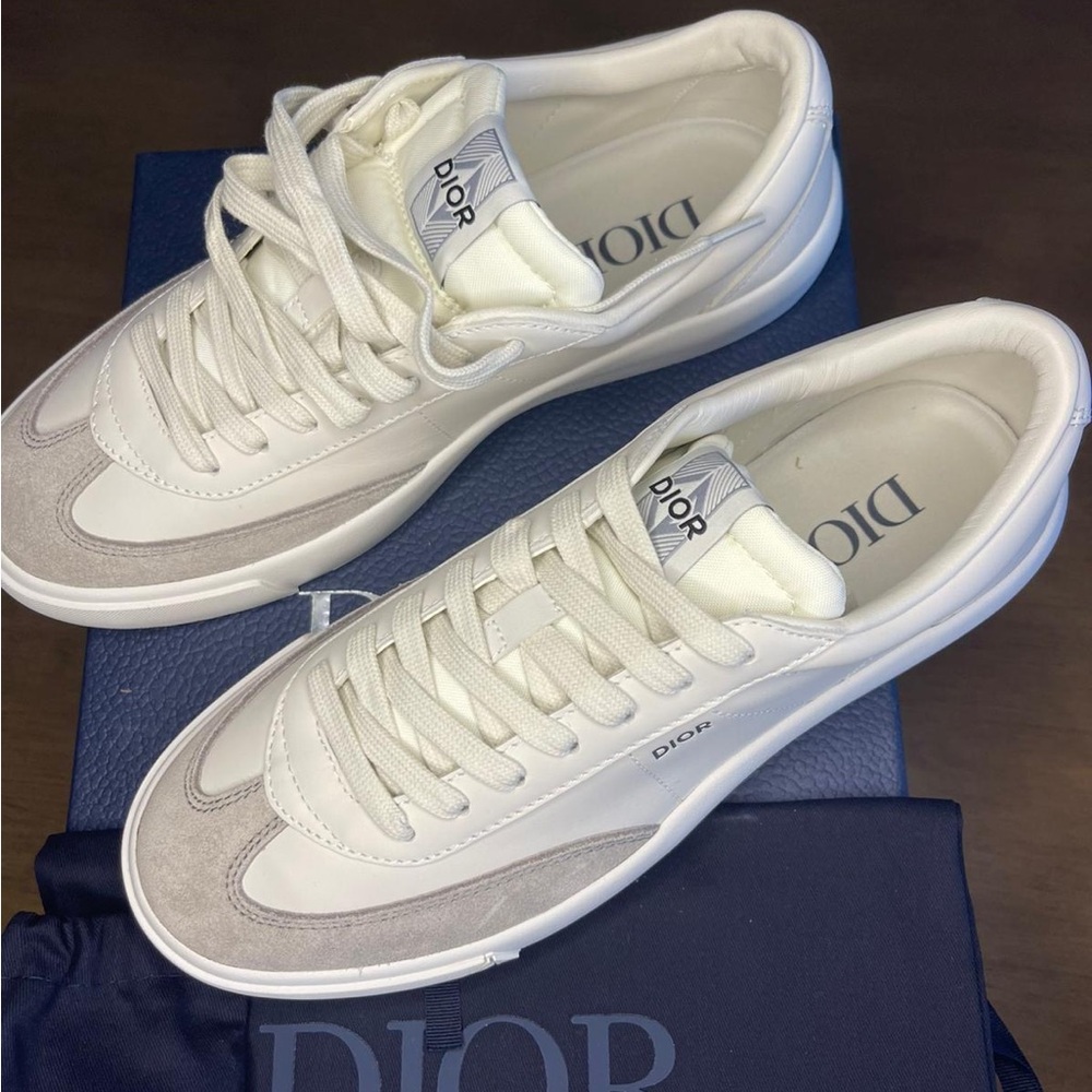 Dior White and Gray Sneakers with Minimalist Design